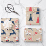 Whimiscal Nordic Christmas Trees and Deers<br><div class="desc">Enveloppez vos cadeaux à vos proches avec ce papier d'emballage festif avec 3 motifs différents. 1. Cerfs bleus, rouges et blancs et feuillage festif2. Arbres de Noël et flocons de neige3. Sucres de canne et feuillage festifSélectionnez "Cliquez pour customiser plus loin" pour obtenir la couleur arrière - plan personnalisée ou...</div>