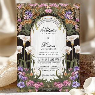Whimiscal Paarse Roze Calla Lily Floral Wedding Kaart