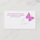 Whimiscal Pink Glass Butterfly Visitekaartje (Achterkant)