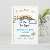 Whimiscal Rainbow 1er Anniversaire Invitation (Debout devant)