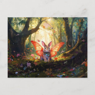 Whimische konijn in een betoverd bos briefkaart