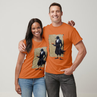 Whimische Kraai in smoking biedt snoep aan op Hall T-shirt