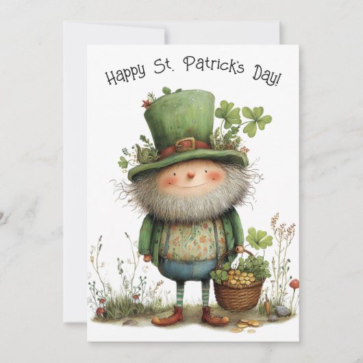 Whimische Leprechaun Gelukkig St. Patrick's Dag Kaart (Voorkant)