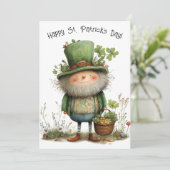 Whimische Leprechaun Gelukkig St. Patrick's Dag Kaart (Staand voorkant)