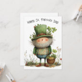 Whimische Leprechaun Gelukkig St. Patrick's Dag Kaart (Voorkant / Achterkant in situ)