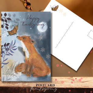 Whimische Vos & Vlinder Mistiche Dankdag Briefkaart