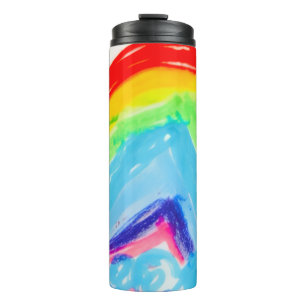 Whimisial Rainbow Kinder Tekening waterfles Thermosbeker
