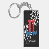Whimisical Kerstmis Elf Feet Snowflakes Stocking Sleutelhanger (Voorkant Links)