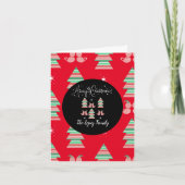Whimisical Merry Kerstmis Pattern Rood Roze Bedankkaart (Voorkant)