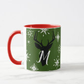 Whimisical Monogram Deer Snowflakes Mok met kerstm (Links)