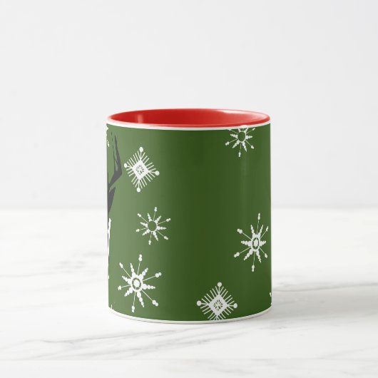 Whimisical Monogram Deer Snowflakes Mok met kerstm (Midden)