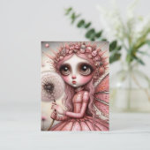 Whimisical roze paardenbloem fee briefkaart (Staand voorkant)