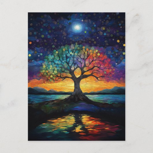 Whimpy Boom van het Leven Abstract Blauw Regenboog Briefkaart (Voorkant)