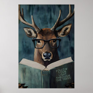 Whimpy hert leest Motiverend Boek – Grappig Poster