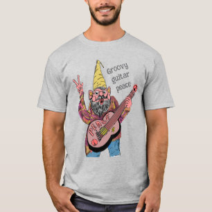 Whimpyge kabouter met gitaar voor vrede, groovy 60 t-shirt