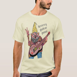 Whimpyge kabouter met gitaar voor vrede, groovy 60 t-shirt