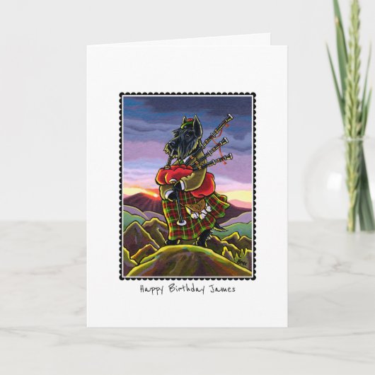 Whimsday Scottie Bagpipes Carte de voeux (Devant)