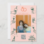 Whimserige handgetekende funky retro contemporain save the date (Achterkant)