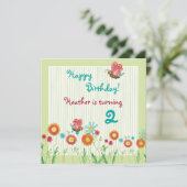 Whimsey Fleurs Fille Invitation de fête d'annivers (Debout devant)