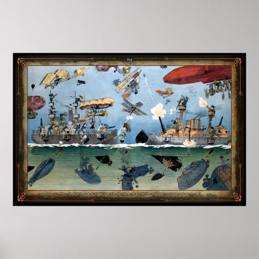 Whimsical 1909 Sea Battle Poster (Devant)