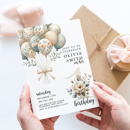 Whimsical 1e verjaardag kaart