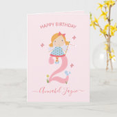 Whimsical 2e, verjaardagsfee, meisjes schattig roz kaart (Gele Bloem)