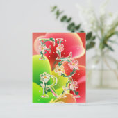 Whimsical 3D Glass Flora Typography Briefkaart (Staand voorkant)