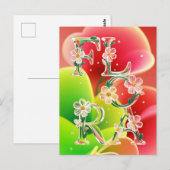 Whimsical 3D Glass Flora Typography Briefkaart (Voorkant / Achterkant)