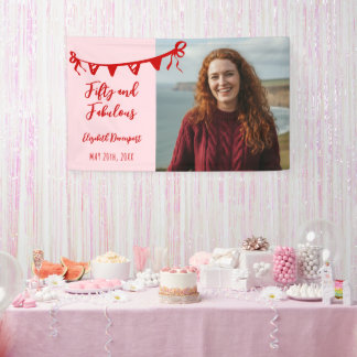 Whimsical 50 en Fabulous Doodle Verjaardagsfoto  Spandoek