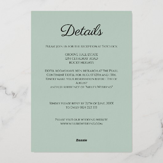 Whimsical Aarde-getinte Blauwe Gouden Grenzen Brui Folie Uitnodiging (Achterkant)