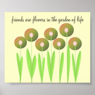 Whimsical Aardetone Bloemen met Spreuk Poster