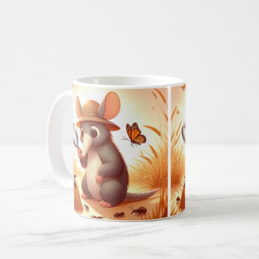 Whimsical Aardvark Mok voor Dierenvrienden (Voorkant links)