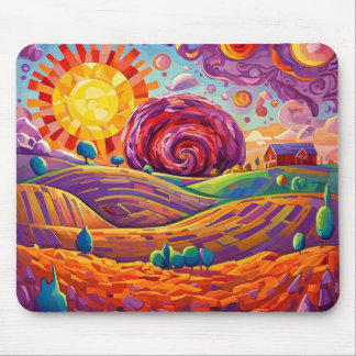 Whimsical Abstract Boerderij Landschap Muismat