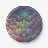 Whimsical Abstract Dragon Scales Cool Fractal Art Papieren Bordje (Voorkant)