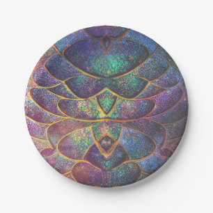 Whimsical Abstract Dragon Scales Cool Fractal Art Papieren Bordje