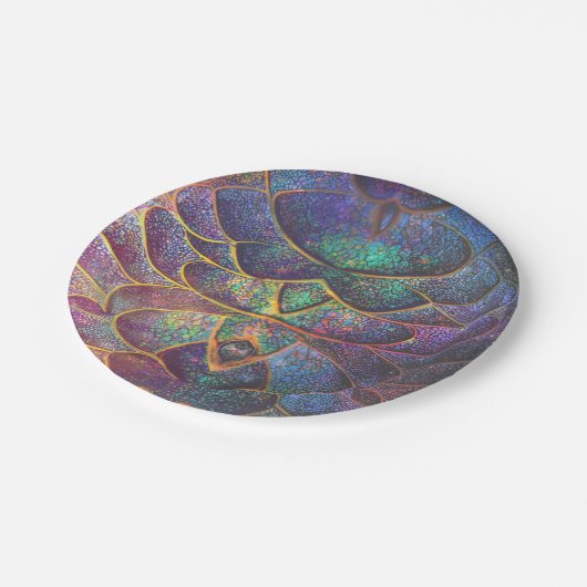 Whimsical Abstract Dragon Scales Cool Fractal Art Papieren Bordje (Gekanteld)