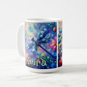 Whimsical Abstract Dragonfly Bloemen gepersonalise Koffiemok (Voorkant links)