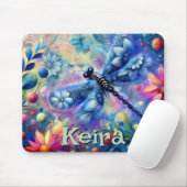 Whimsical Abstract Dragonfly Floral Personalized Muismat (Met muis)