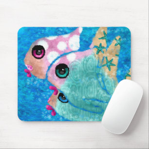 Whimsical Abstract Fish Beach Nautisch Blauwgroen Muismat