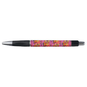 Whimsical Abstract Flamingo Roze Sinaasappel Pen