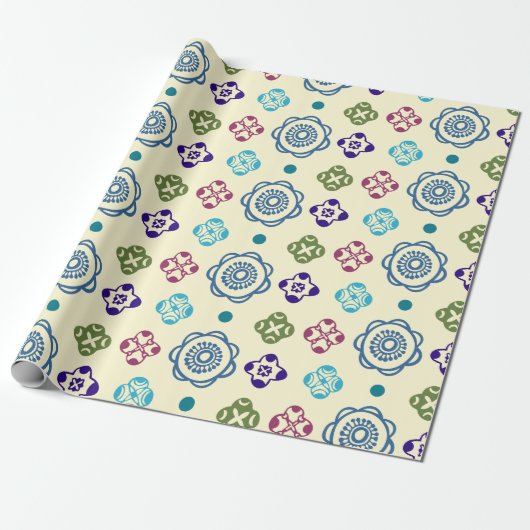 Whimsical Abstract Floral Pattern Cadeaupapier (Uitgerold)