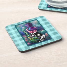 Whimsical Abstract Mermaid Nautical Teal Seashells Bier Onderzetter