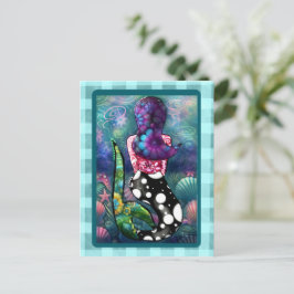 Whimsical Abstract Mermaid Nautical Teal Seashells Briefkaart