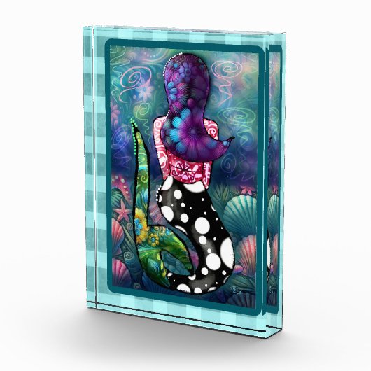 Whimsical Abstract Mermaid Nautical Teal Seashells Fotoblokken (Rechts)