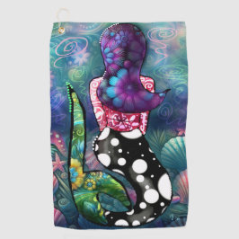 Whimsical Abstract Mermaid Nautical Teal Seashells Golfhanddoek