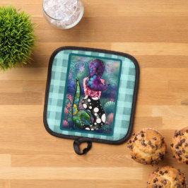 Whimsical Abstract Mermaid Nautical Teal Seashells Pannenlap