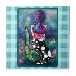 Whimsical Abstract Mermaid Nautical Teal Seashells Tegeltje