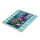 Whimsical Abstract Mermaid Nautical Teal Seashells Tegeltje (Zijkant)
