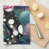 Whimsical Abstract Mermaid Nautical Teal Seashells Theedoek (Quarter Fold)