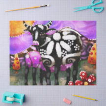 Whimsical Abstract Momma & Baby Cow Decoupage
